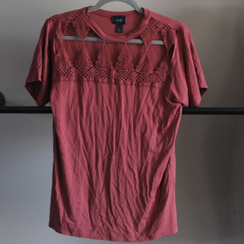 Daytrip brand red t-shirt with cut out detail size small